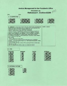 President Wolfensohn - Media Coverage and Interviews - Interview and Photo Op - Jim McTague - Was...