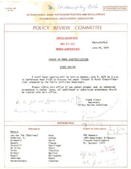 Power - Public Utilities, Rural Electrification - Follow Up - Reviews, Comments - May to June 1974