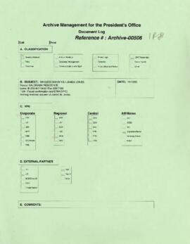 President Wolfensohn - Briefing Book for President's Meetings and Events - Bayless Manning and Ja...