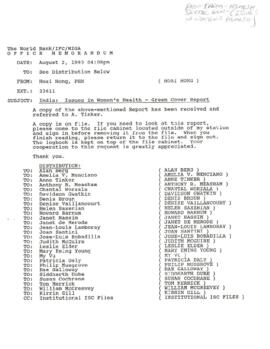 Population, Health and Nutrition [PHN] - India - Health - General - 1993 Correspondence - Volume 1