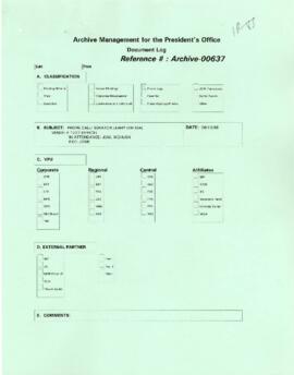 President Wolfensohn - Briefing Book for President's Meetings and Events - Phone Appointment - Se...