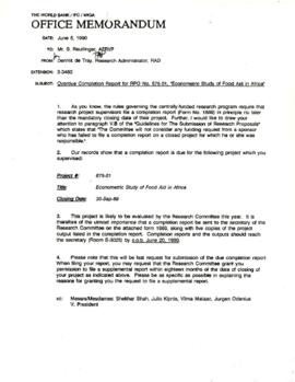 Econometric Study of Food Aid in Africa (RPO 675-01) / Reutlinger - set