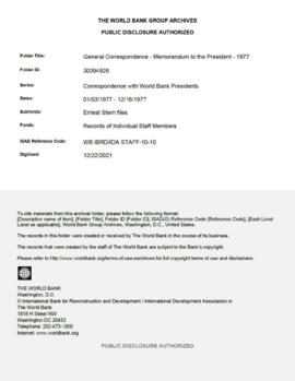General Correspondence - Memorandum to the President - 1977