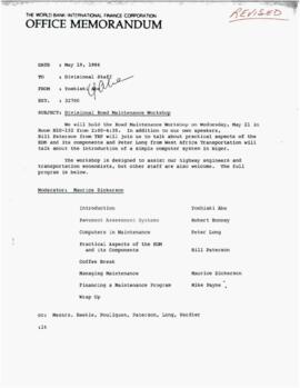 Highway Conferences and Courses -EMPTR - Divisional Workshop - May 1986