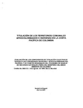 Shelton H. Davis - Colombia - Natural Resource Management [NRM] - Correspondence - Volume 1