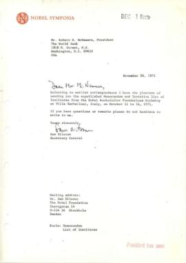 McNamara correspondence - 1971