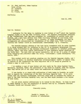 Debt Servicing Capacity (Avramovic) - Public Relations - Publications Committee - Correspondence ...