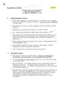 President Barber Conable - Liaison Files - African Governor Caucus - Correspondence - Volume 1