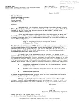 Population, Health and Nutrition [PHN] - Cote d'Ivoire - Health - General - 1993 Correspondence -...