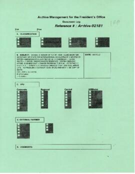 President Wolfensohn - Briefing Book for President's Meetings and Events - Dinner - In Honor of t...