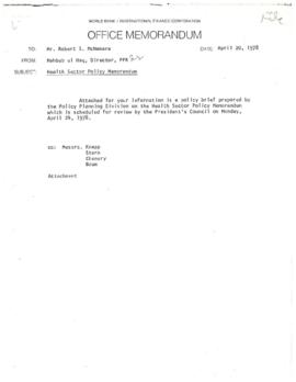 Development Policy - Policy Review Committee [PRC] - Health Sector Policy - April 1978