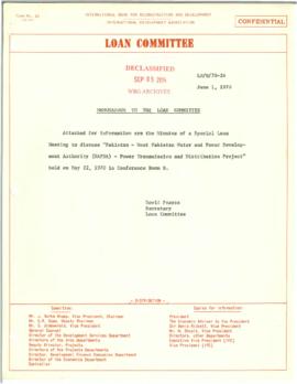 Special Loan Committee Meeting - Minutes and Memos - 1970 - (May - June)