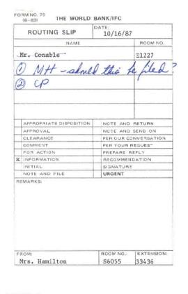 Liaison files : World Health Organisation (WHO) - Correspondence 01