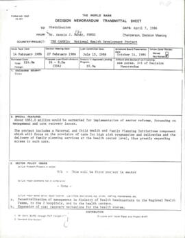 National Health Project - The Gambia - Credit 1760 - P000812 - Decision Memorandum