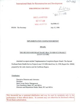 Brazil - Second Northeast Basic Health Service Project - Implementation Completion Report / Perfo...