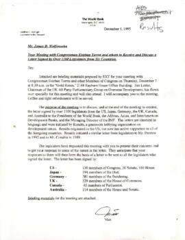 President Wolfensohn - Briefing Book for President's Meetings and Events - Congressman Esteban To...