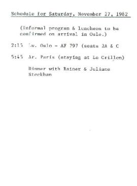 President A. W. Clausen Itinerary / Briefing files: France, May and November 1982, October 1983, ...