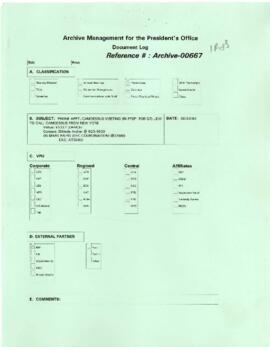 President Wolfensohn - Briefing Book for President's Meetings and Events - Phone Appointment - Ph...