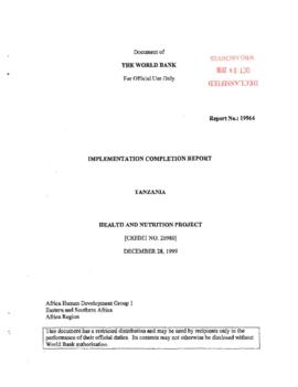 Tanzania - Health and Nutrition Project - Implementation Completion Report / Performance Audit Re...