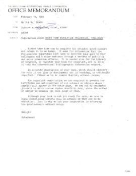 K.C. Zachariah - Chronological Records - February 8, 1984 - November 9, 1984