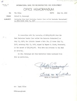 Deutsche Bundesbank - Bonds - Borrowing - 100 Million Dollars - 4 1/4 Percent Notes - 1957 - Cor...