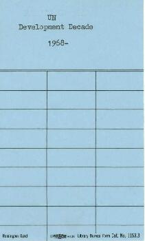 United Nations [UN] - Development Decade - 1966 - Correspondence - Volume 1