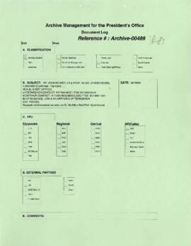 President Wolfensohn - Briefing Book for President's Meetings and Events - Dr John McArthur and P...