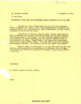 Bank Administration and Policy - Agriculture and Rural Development 1975 / 1977 Correspondence - V...