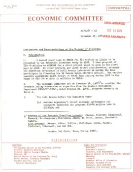Economic Committee Papers - Argentina - EC/M/67-33 - Conclusions and Recommendations on the Econo...