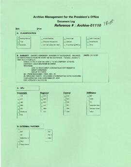 President Wolfensohn - Briefing Materials for President's Speeches - Short Ceremony - Awards for ...