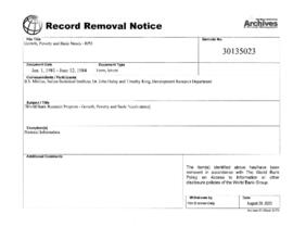 Growth, Poverty and Basic Needs - RPO 671-72