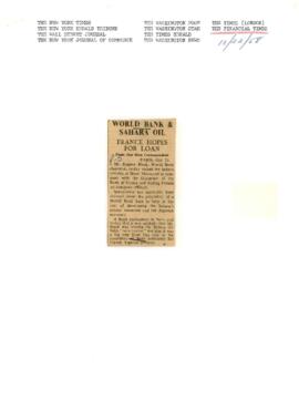 Eugene Black - Visits to India, London, Pakistan, Egypt, France and Algeria - September through O...