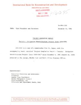 TUNISIA - Irrigation Rehabilitation - Report 5344 - set