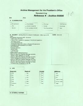 President Wolfensohn - Briefing Book for President's Meetings and Events - Follow-Up on Hill Visi...