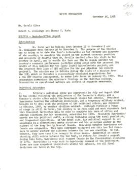 Economic Committee Papers - Bolivia - Back to Office [BTO] Report