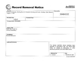 President Wolfensohn - Briefing Book for President's Meetings and Events - Mark Makanda - August ...