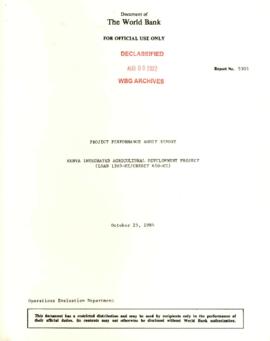KENYA - Integrated Agricultural Development Project - Credit 650 - Loan 1303 - P001253 - Report 5...