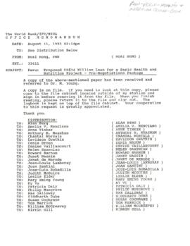 Population, Health and Nutrition [PHN] - Peru - Health - General - 1993 Correspondence - Volume 1