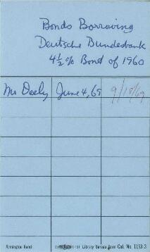 Deutsche Bundesbank - Bonds - Borrowing - 500 Million Deutsche Marks - 4 1/2 Percent Notes - 1960...