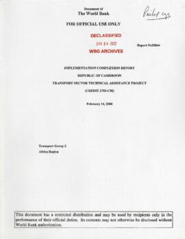 Transport Sector Technical Assistance Project [TSTA] - Cameroon - Credit 2703, Credit P861 - Loan...