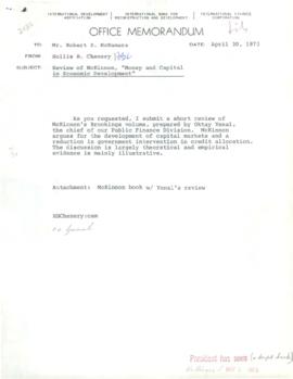 Hollis B. Chenery Papers - McNamara discussions / notebooks / memoranda - 1973 (January - April)