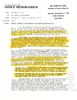 President Wolfensohn - Briefing Book for President's Meetings and Events - Mr Guillermo Ortiz - M...