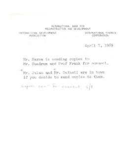 Irving Friedman UNCTAD Files: Board Seminar on Supplementary Finance, April 17, 1969 - Correspond...