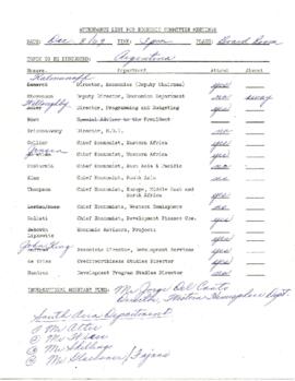 Economic Committee Papers - Argentina - Attendance List for Economic Committee Meetings