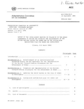 Women in Development - United Nations - Decade for Women - Nairobi Mission, July 1985 - Correspon...