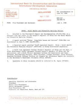China - Rural Health and Preventive Medicine Project - Loan Committee Project File