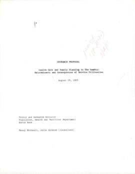 National Health Project - The Gambia - Credit 1760 - P000812 - Research Proposal - 1985 - 1986