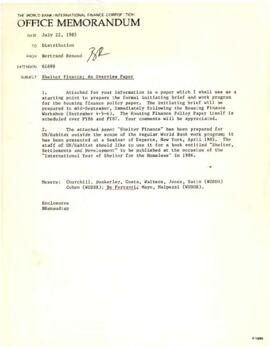 Water Supply and Urban Development Research Material - Housing Finance - July 1985 - February 1987