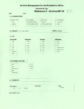 President Wolfensohn - Briefing Book for President's Meetings and Events - His Excellency Yasser ...