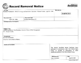 President Wolfensohn - Media Coverage and Interviews - Interview - Manuel Conthe - April 20, 1998